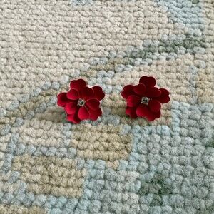 Jcrew Red Floral Statement Stud Earring